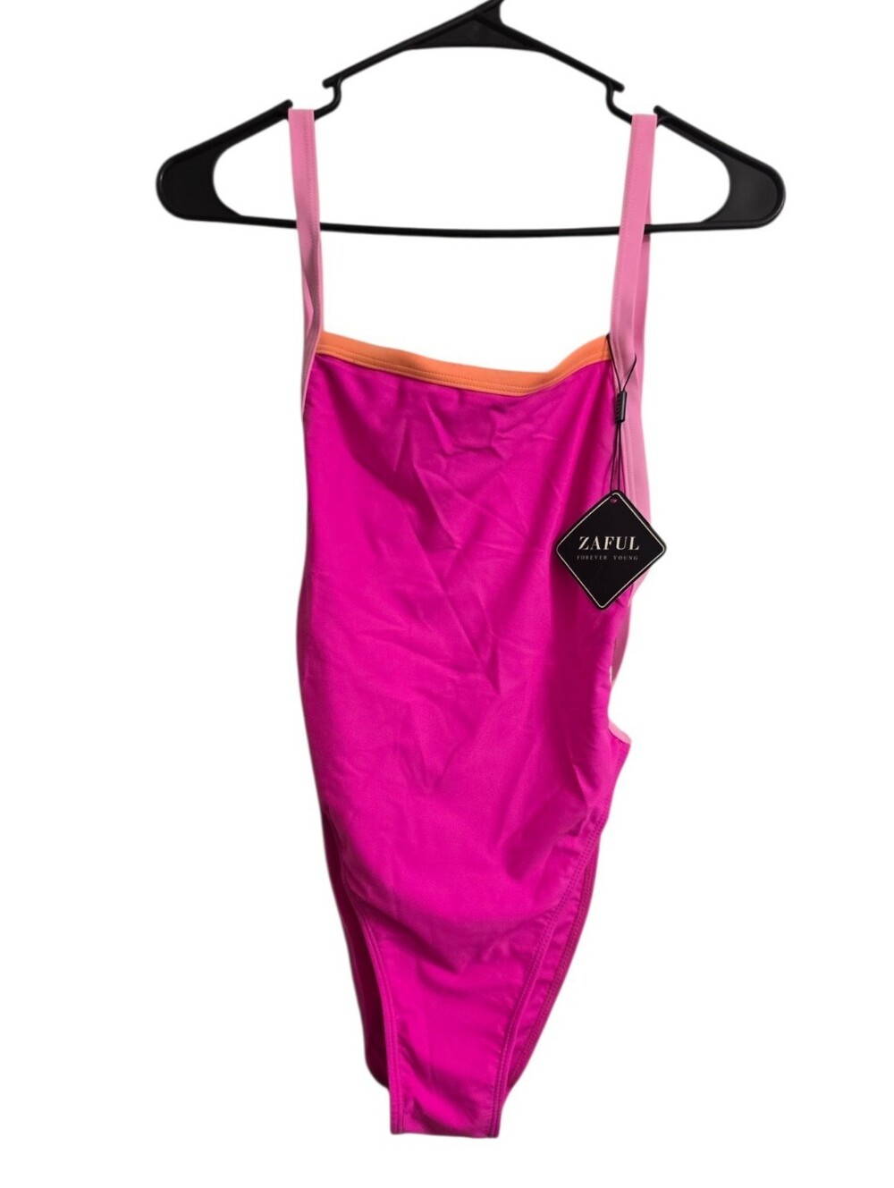 NWT! Zaful Y2K Retro Pink Orange One Piece Bathing Suit 8